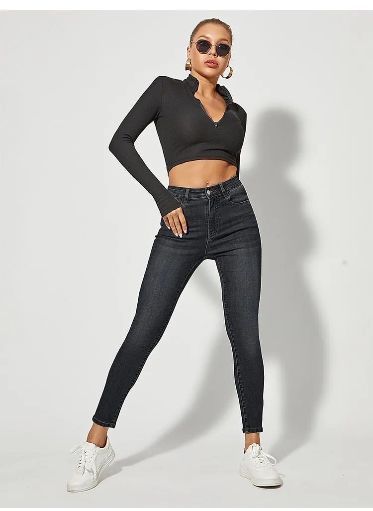 DressBetty - Classic Skinny Jeans Women High Waist Stretch Jean Fashion Wash Denim Leggings Slim Elastic Pencil Pant