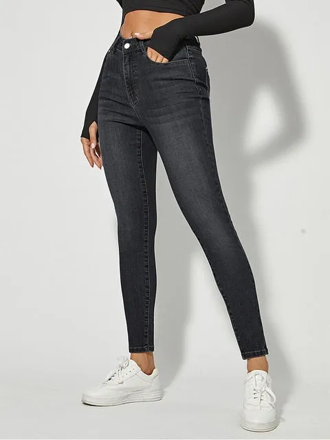 DressBetty - Classic Skinny Jeans Women High Waist Stretch Jean Fashion Wash Denim Leggings Slim Elastic Pencil Pant