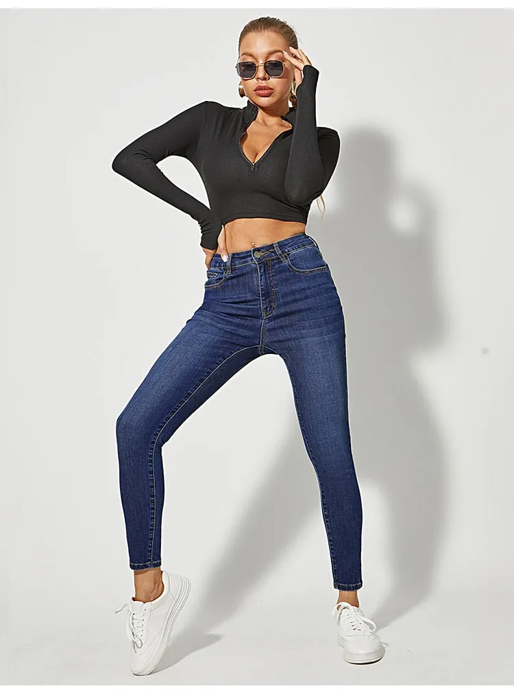 DressBetty - Classic Skinny Jeans Women High Waist Stretch Jean Fashion Wash Denim Leggings Slim Elastic Pencil Pant