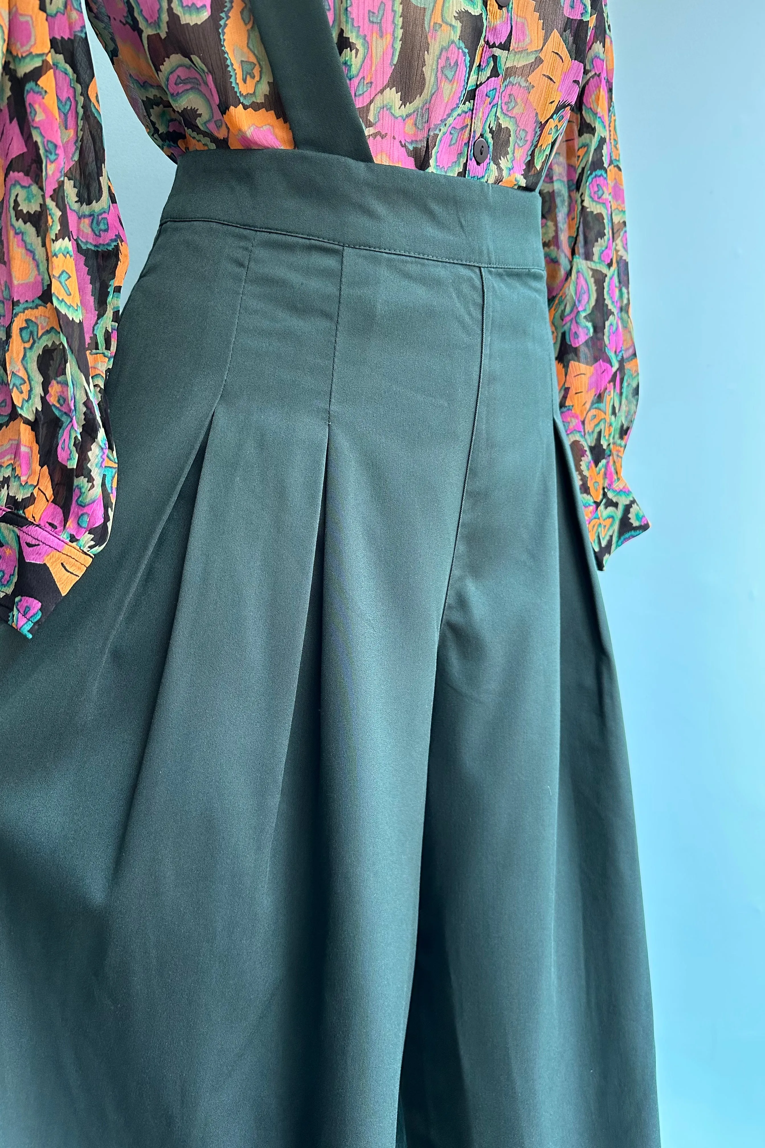 Emerald Green Wide Leg Suspender Diamond Pants by Banned