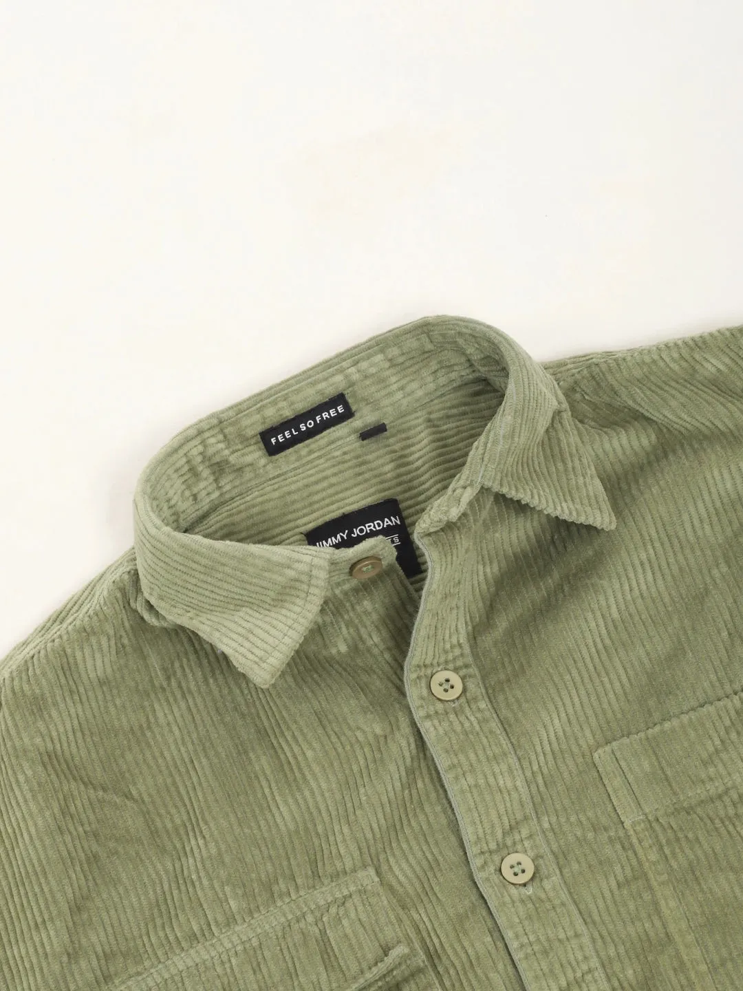Fabric Corduroy Mint Green Full Sleeve Shirt