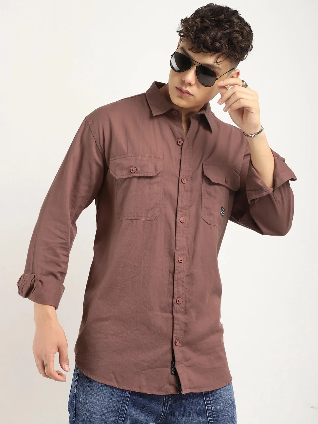 Fabric Drill Prada Peach Full Sleeve Shirt