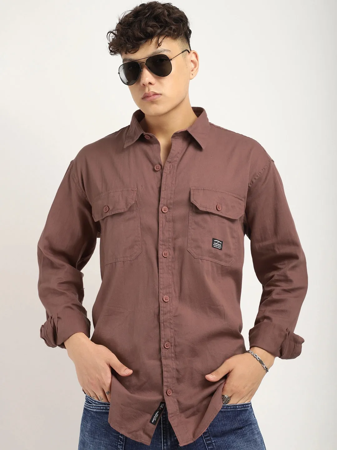 Fabric Drill Prada Peach Full Sleeve Shirt