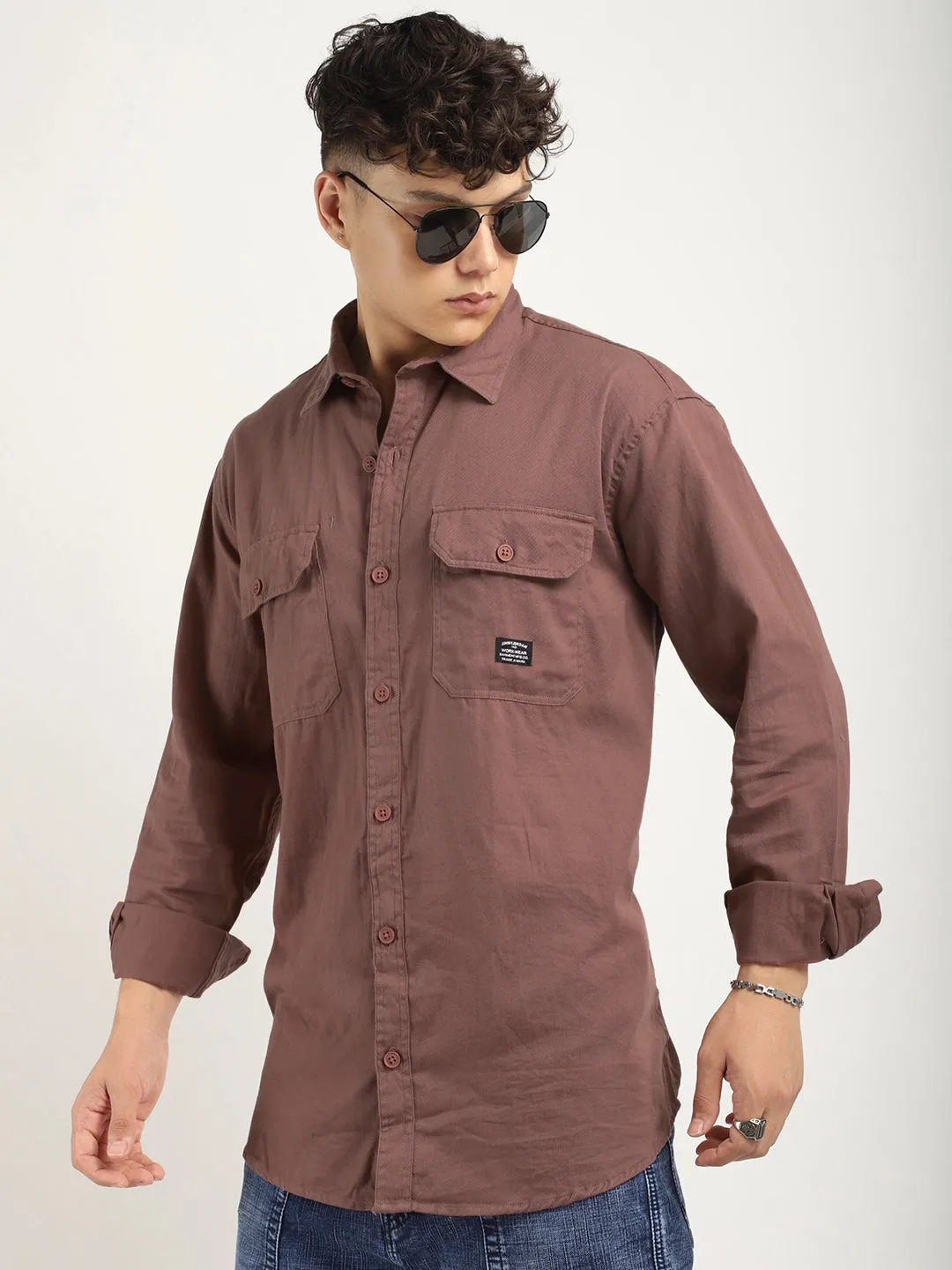 Fabric Drill Prada Peach Full Sleeve Shirt