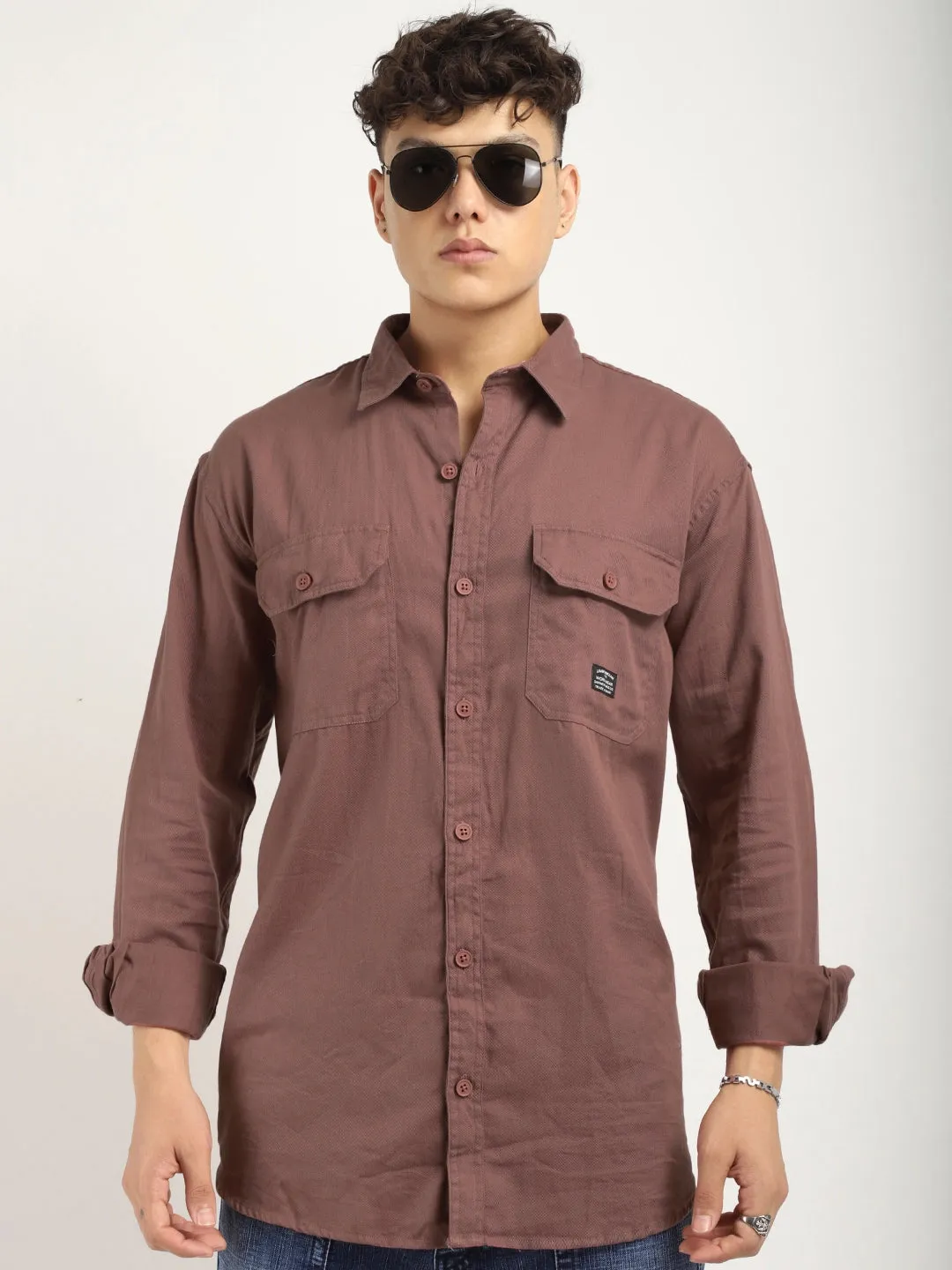 Fabric Drill Prada Peach Full Sleeve Shirt