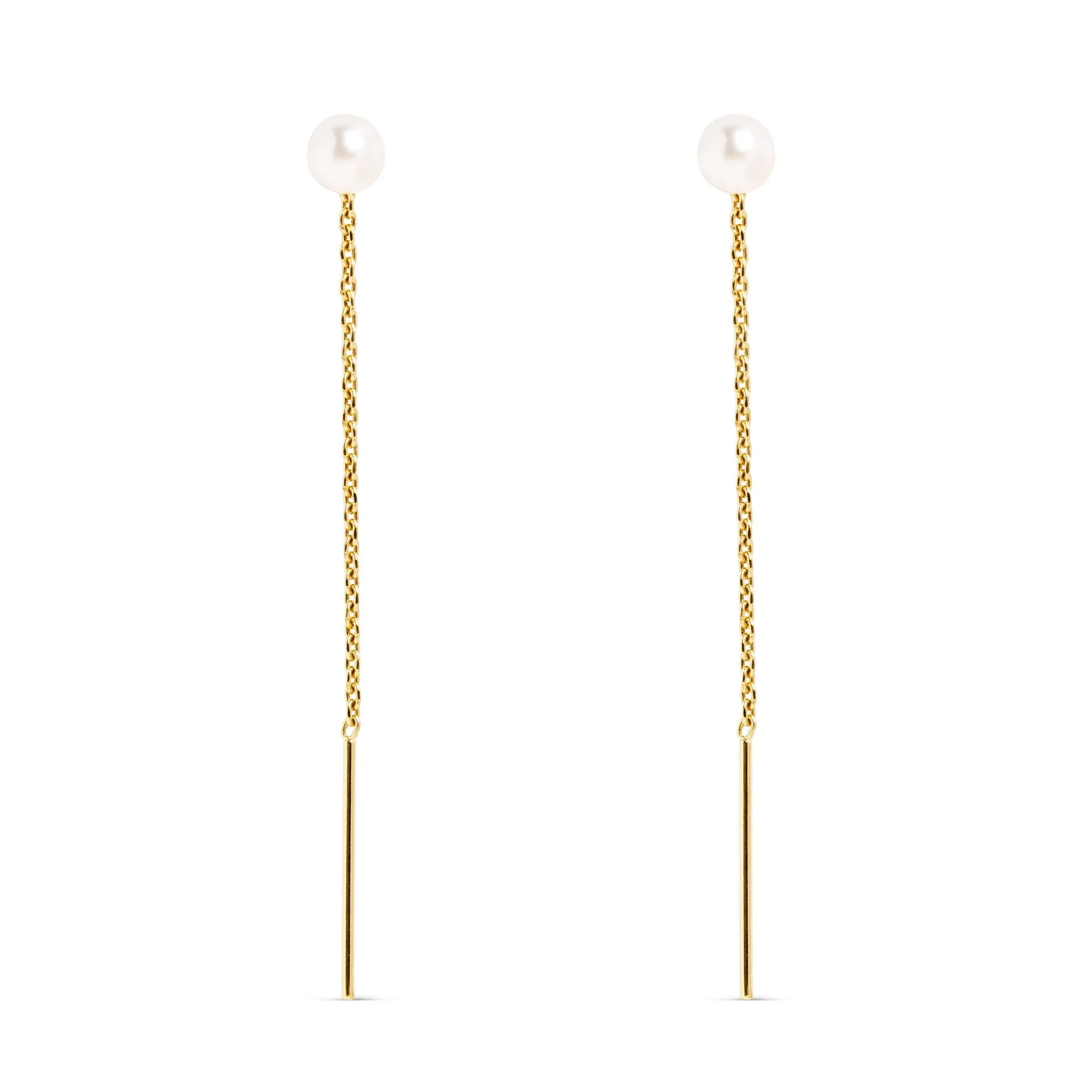 Falling Pearl Gold Earrings