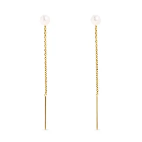 Falling Pearl Gold Earrings