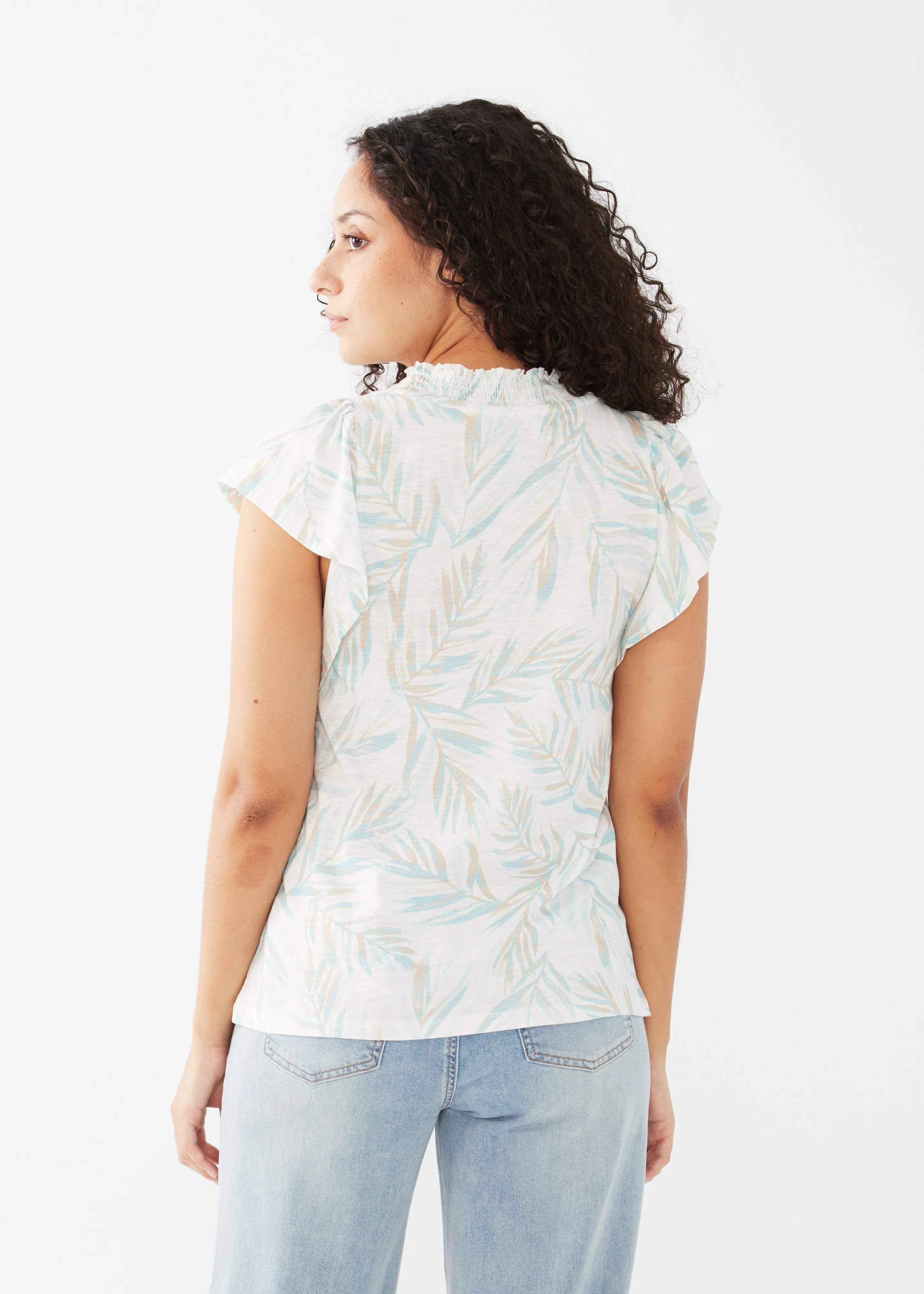 Flutter Sleeve Printed Palm Top