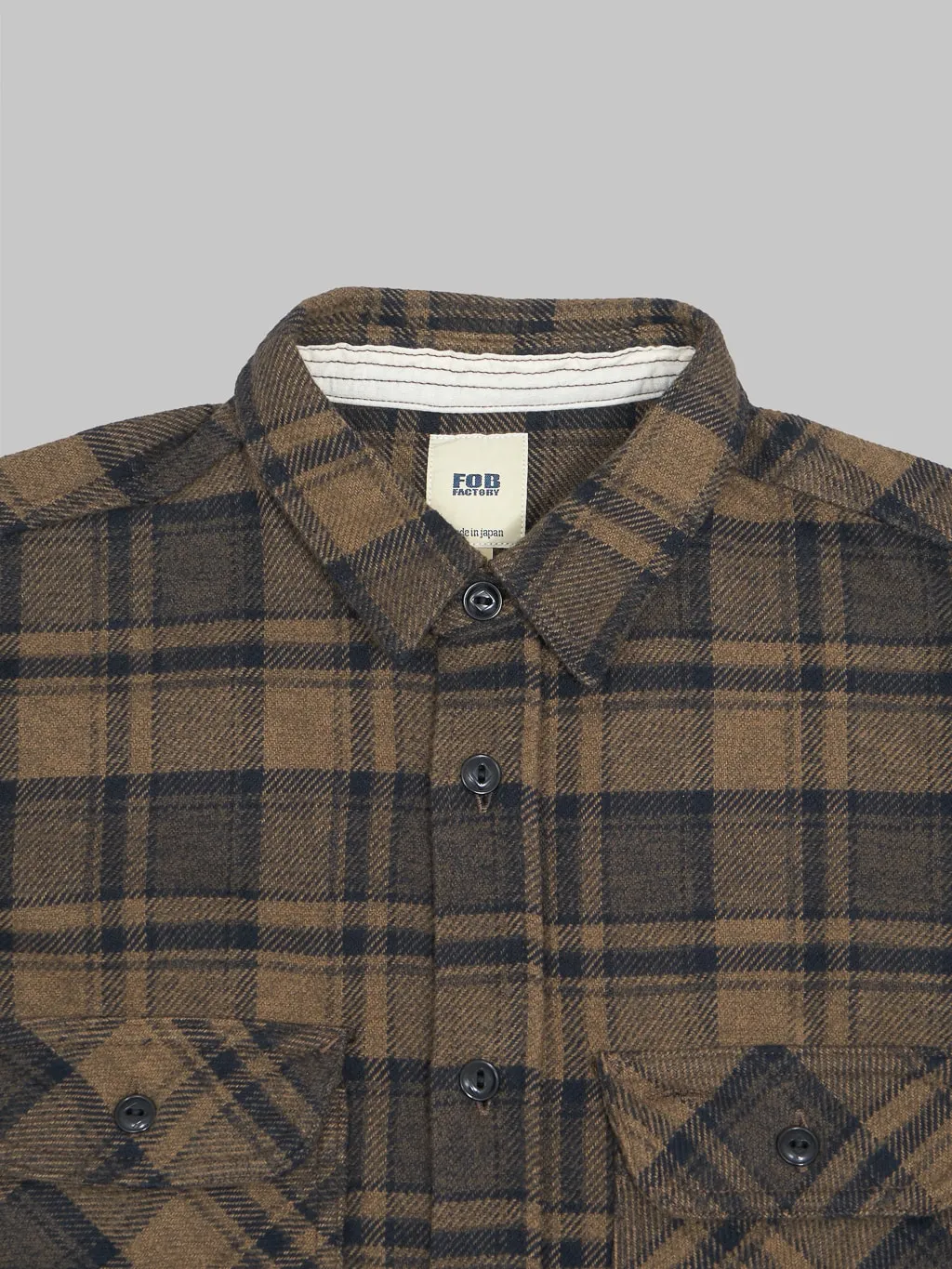 Fob Factory F3497 Nel Check Work Shirt Brown