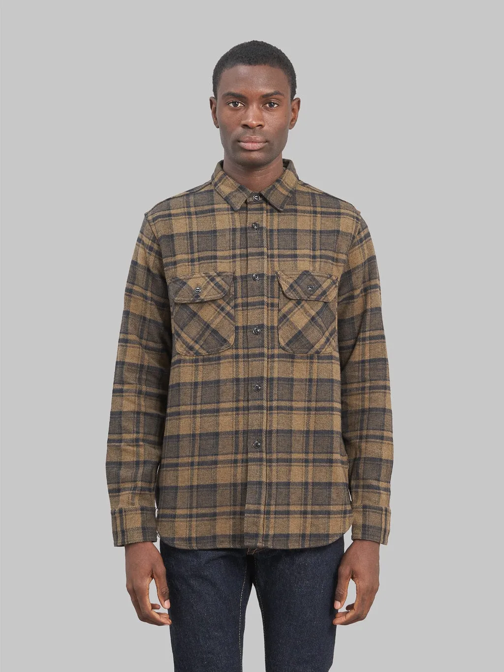Fob Factory F3497 Nel Check Work Shirt Brown