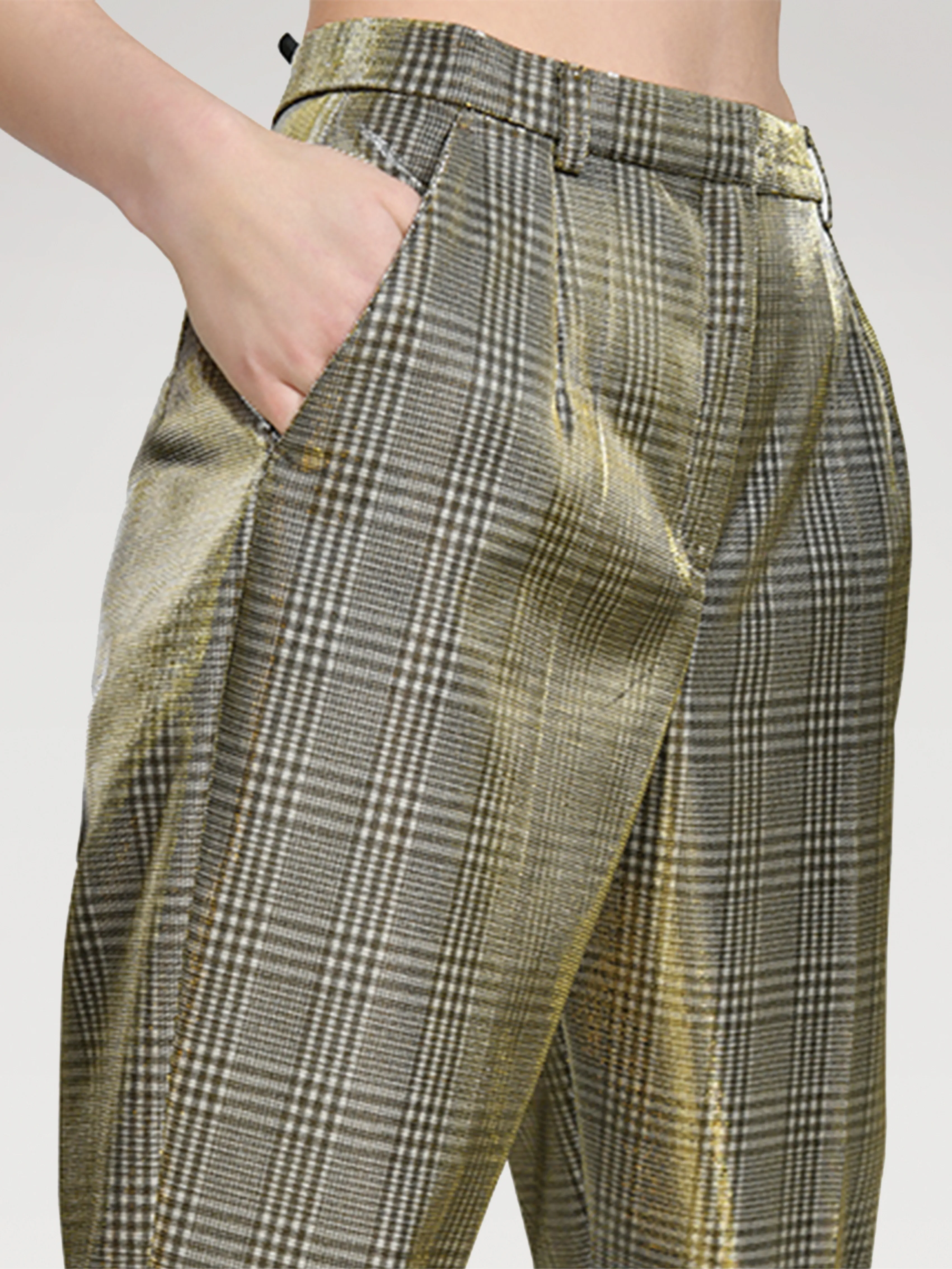 FOLDED PANTS "CARO" IN METALLIC GOLD