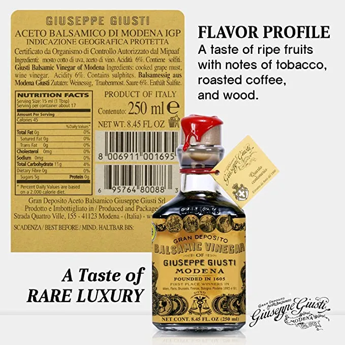 Giuseppe Giusti Balsamic Vinegar 4 Gold Medals "4th Centenario" Cubica 15 year