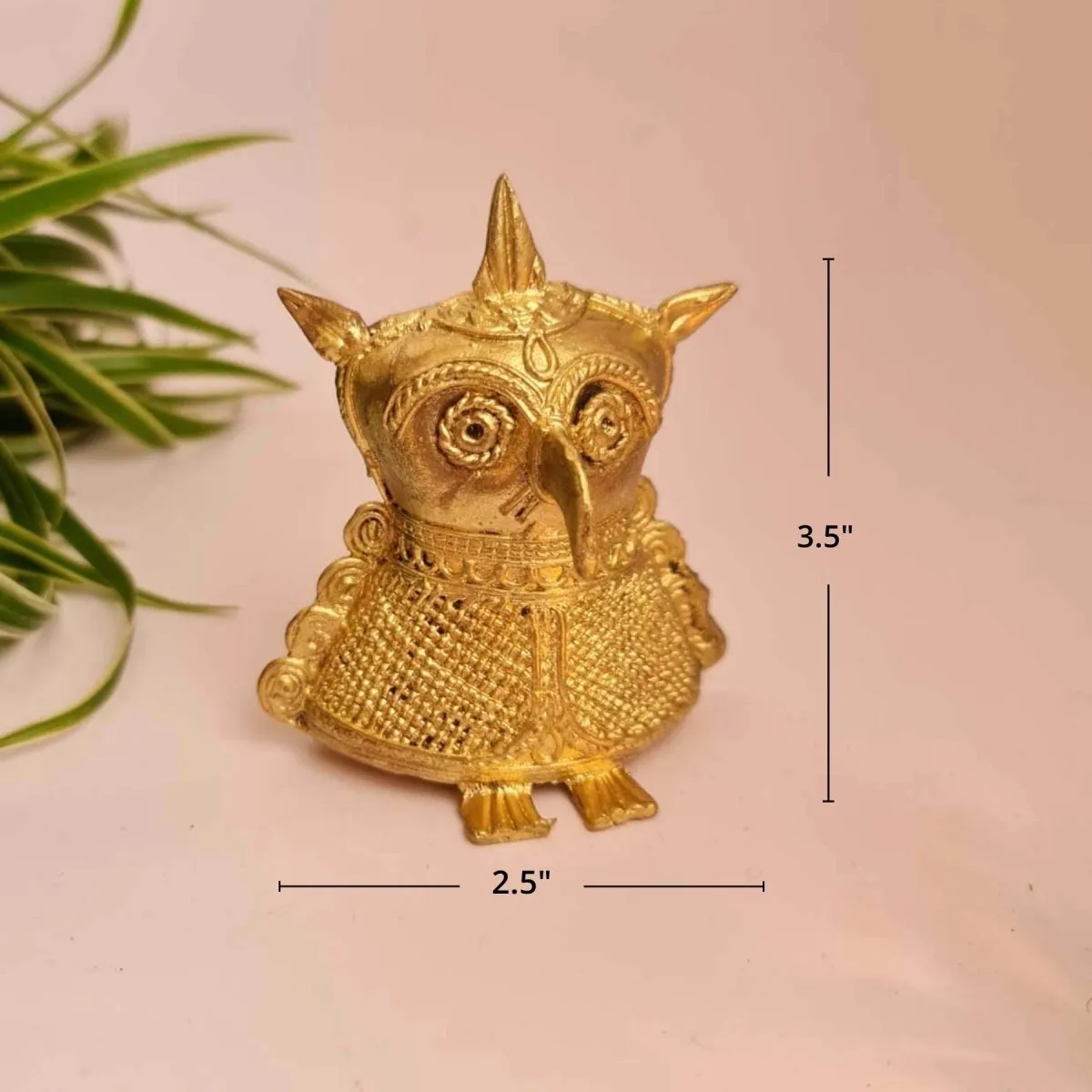 Hancrafted Leather Journal - With Embossed Design and Dhokra Metal Handmade Owl Showpiece | Rakshabandhan Gift | Handmade In India