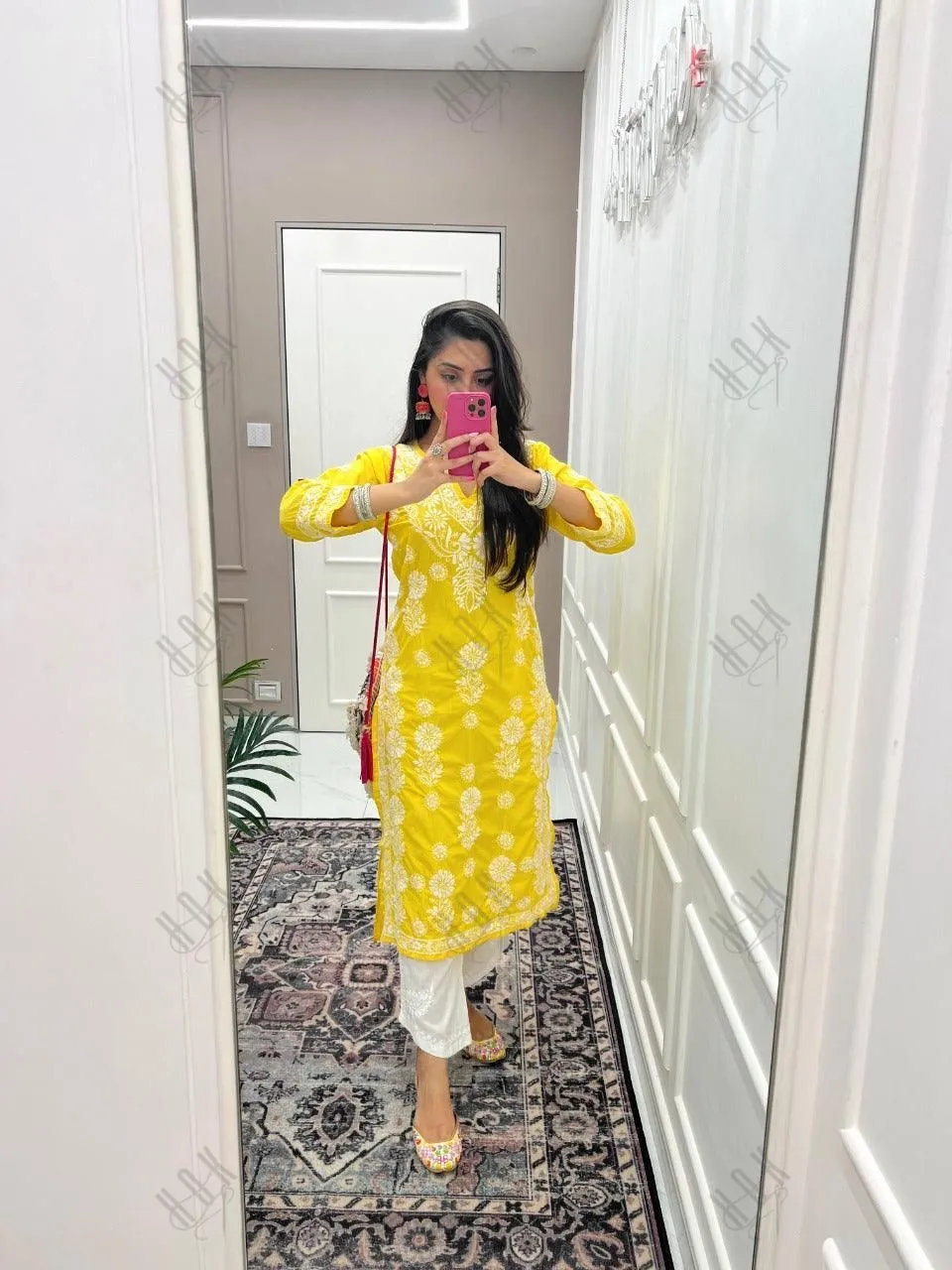 Hand Embroidery Chikankari Long Kurti for Women | Stylish Casual | Fancy