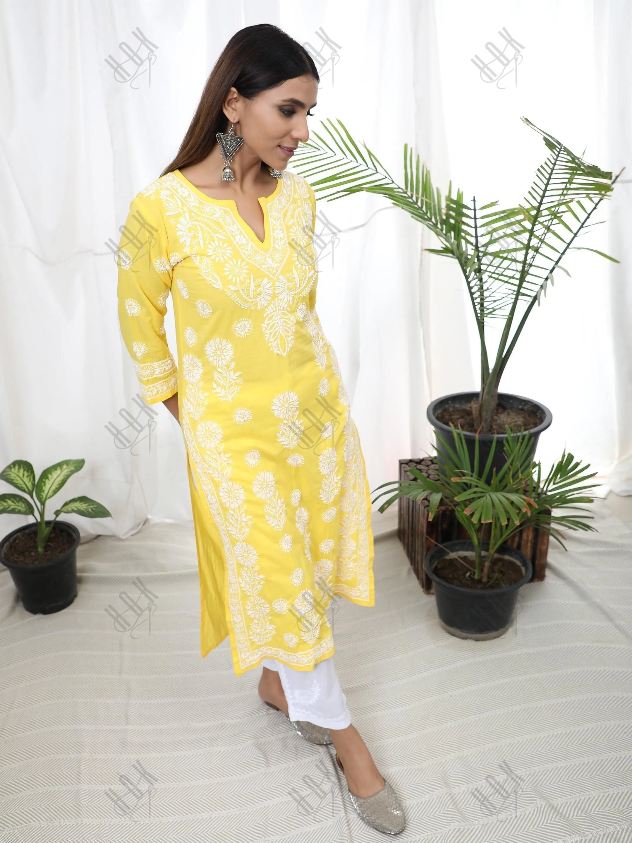 Hand Embroidery Chikankari Long Kurti for Women | Stylish Casual | Fancy