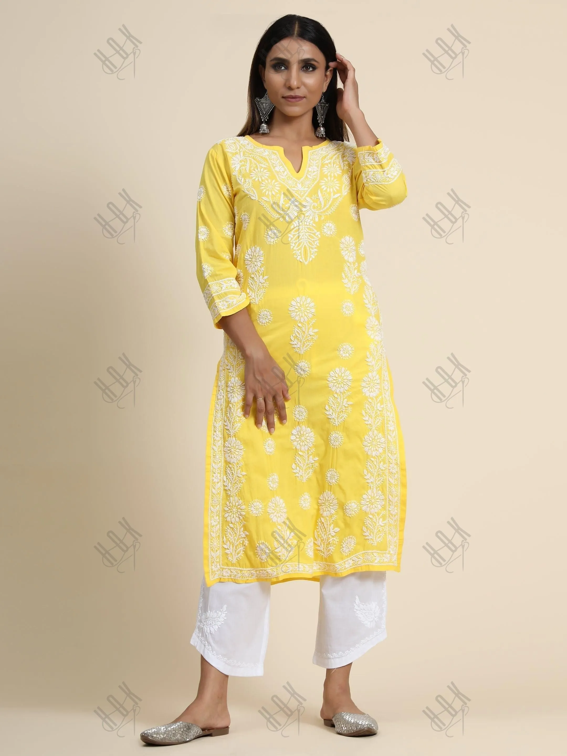 Hand Embroidery Chikankari Long Kurti for Women | Stylish Casual | Fancy