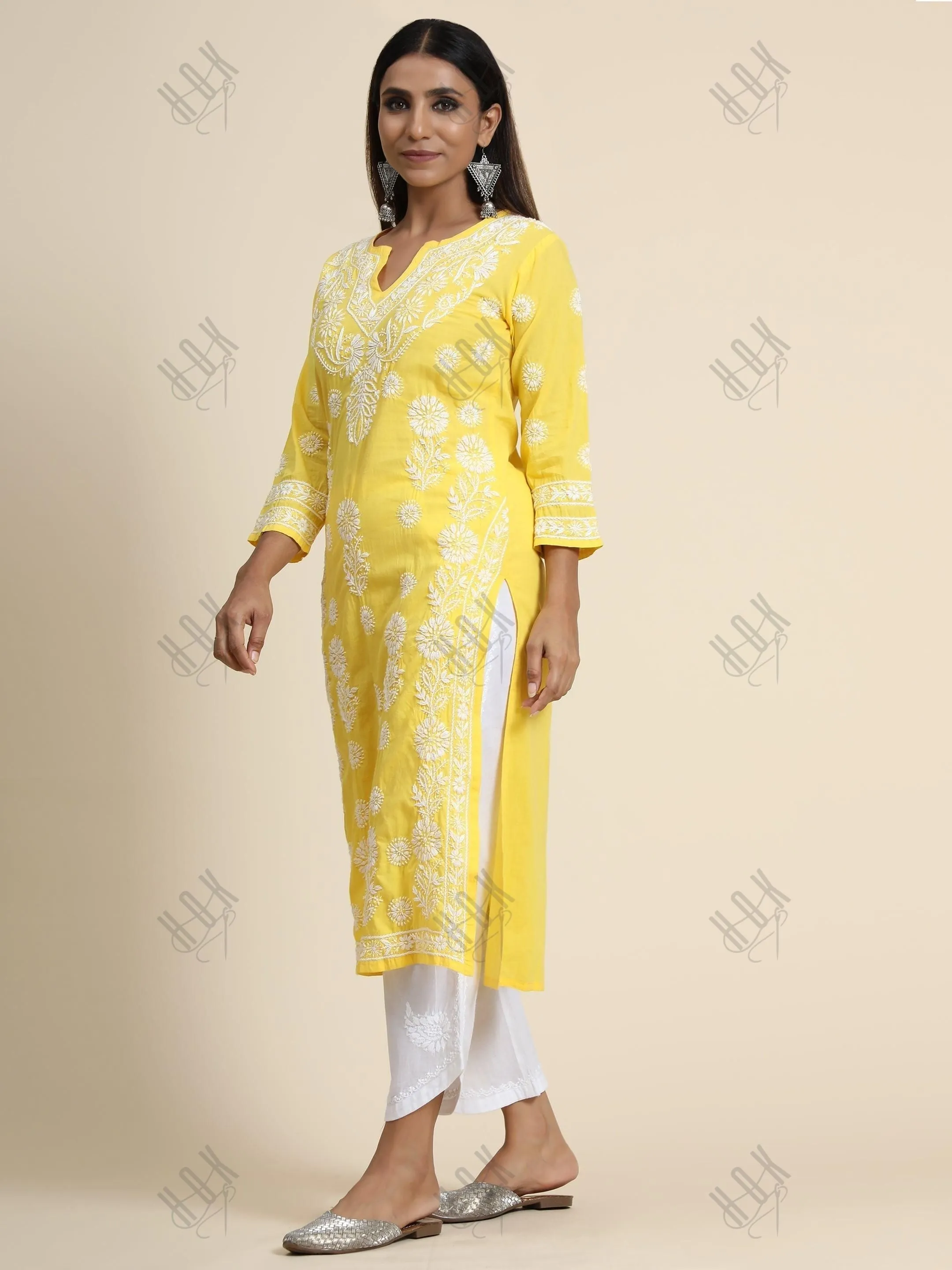 Hand Embroidery Chikankari Long Kurti for Women | Stylish Casual | Fancy