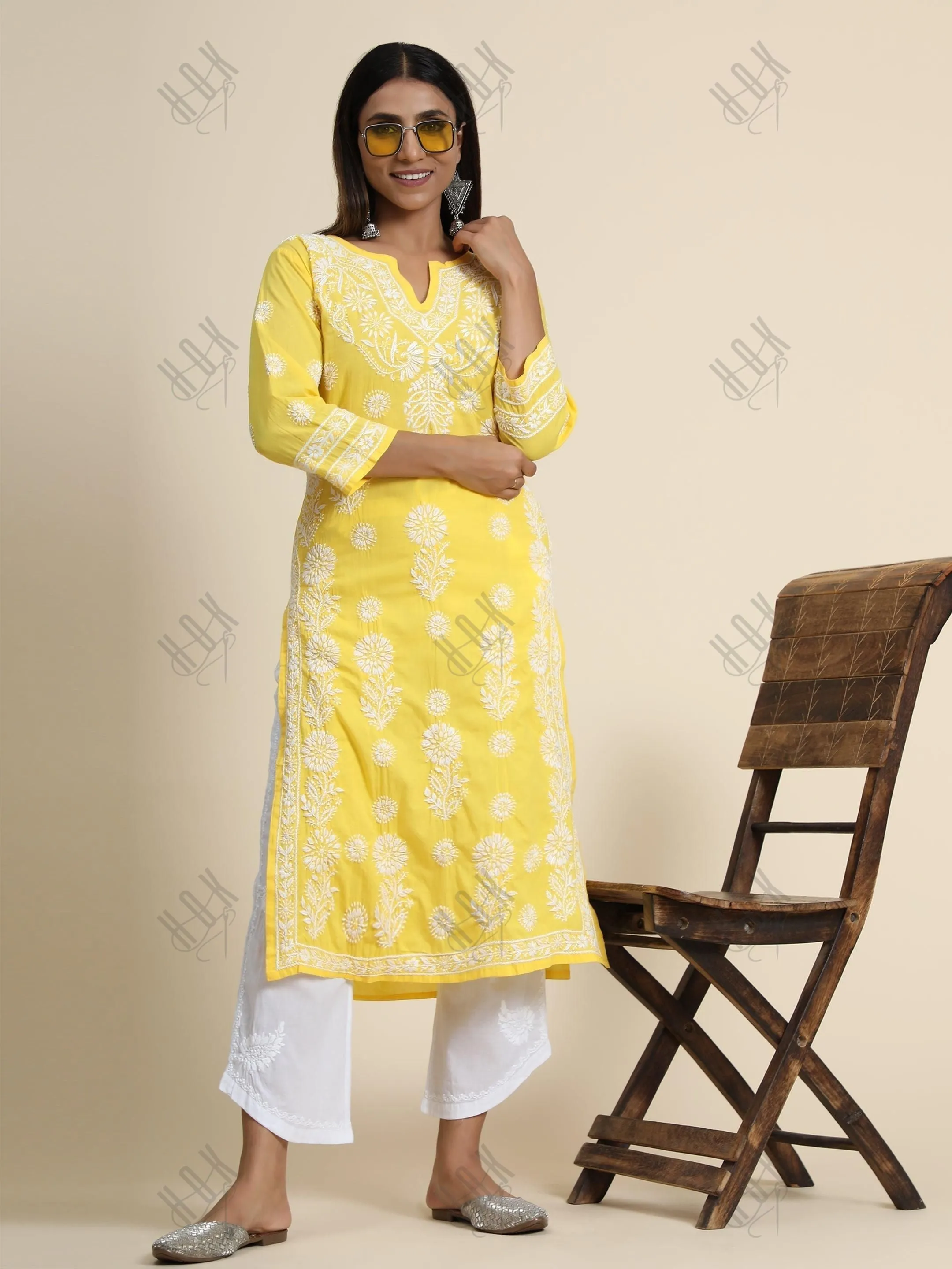 Hand Embroidery Chikankari Long Kurti for Women | Stylish Casual | Fancy