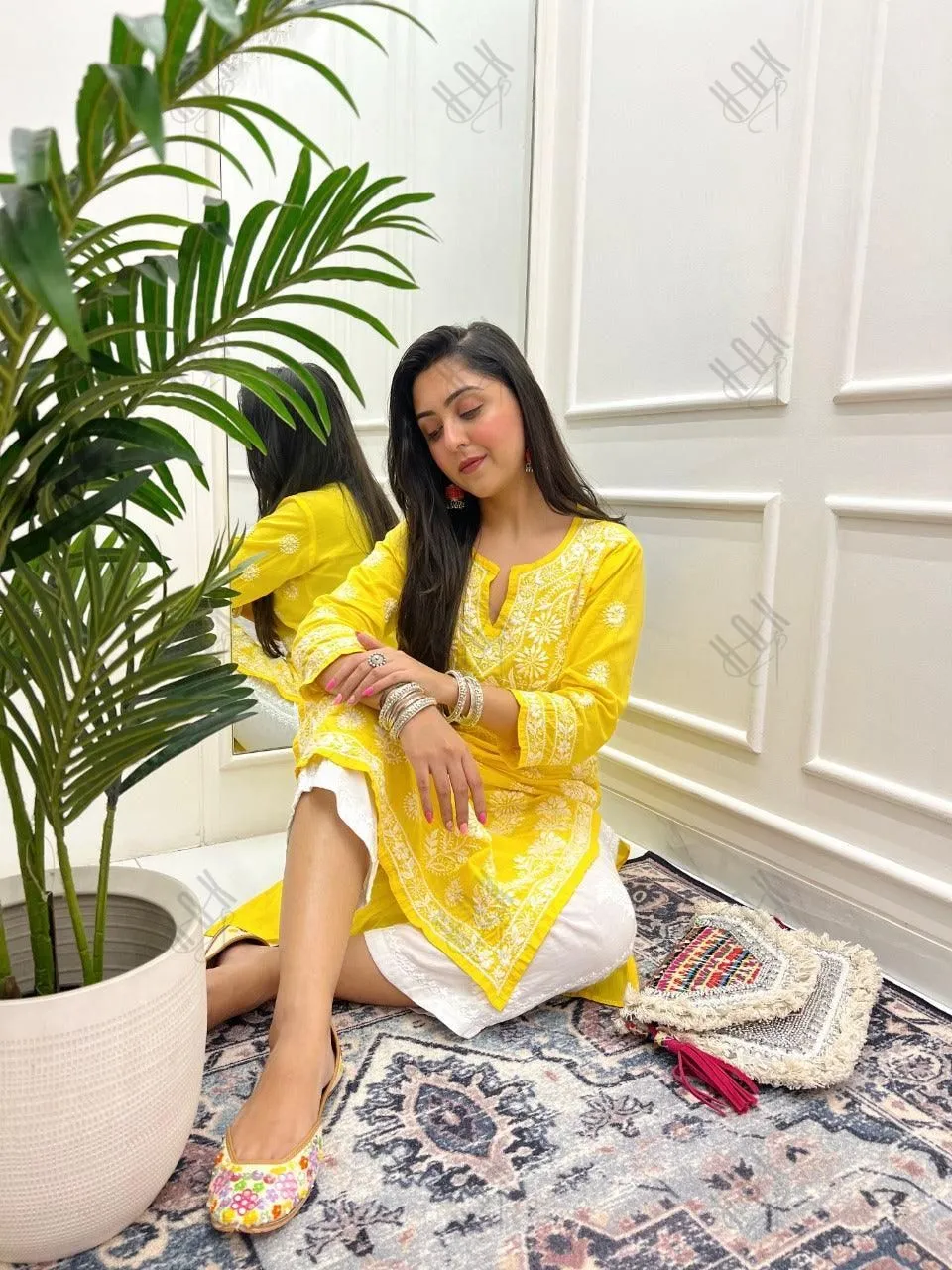 Hand Embroidery Chikankari Long Kurti for Women | Stylish Casual | Fancy