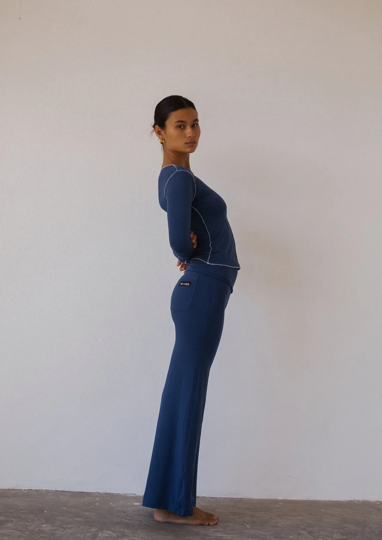 Inside Out Long Sleeve Top - Indigo