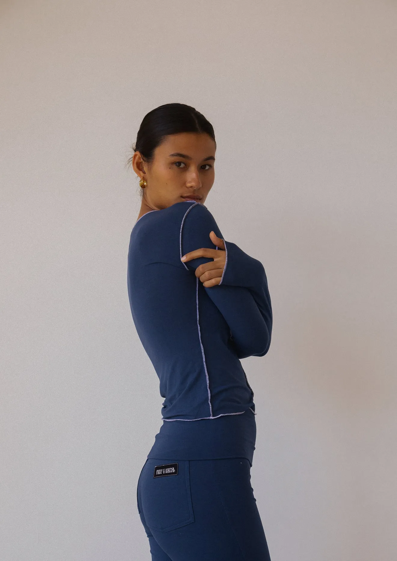 Inside Out Long Sleeve Top - Indigo