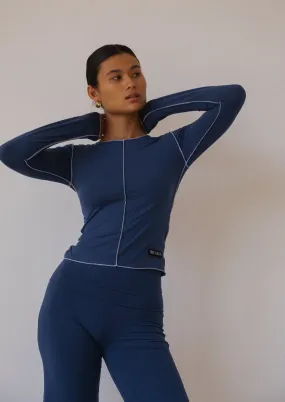 Inside Out Long Sleeve Top - Indigo