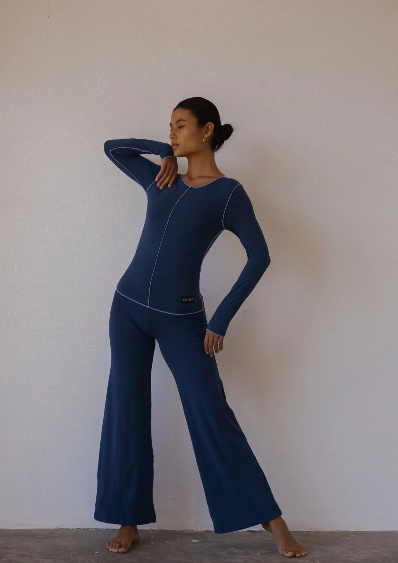 Inside Out Long Sleeve Top - Indigo
