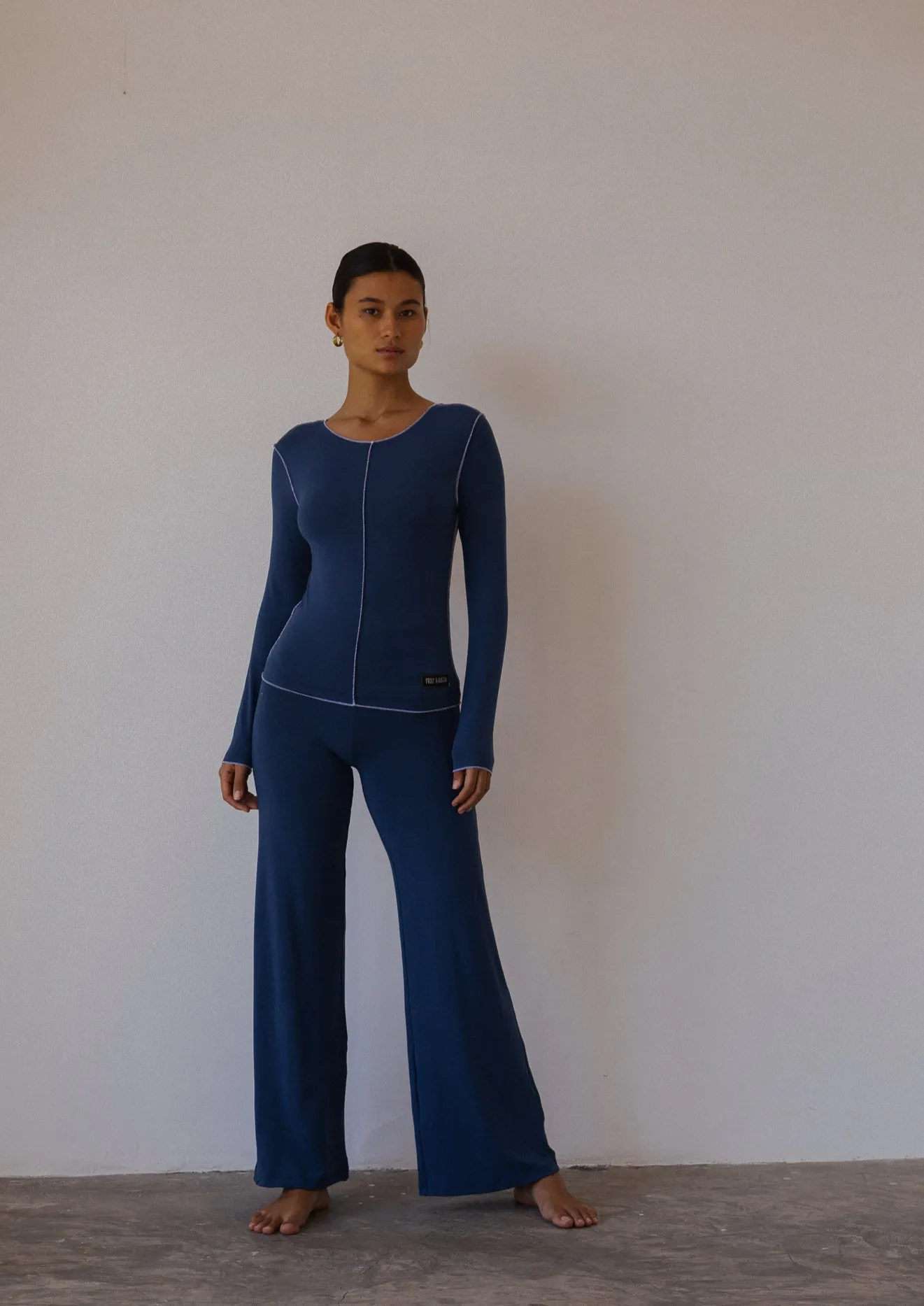 Inside Out Long Sleeve Top - Indigo