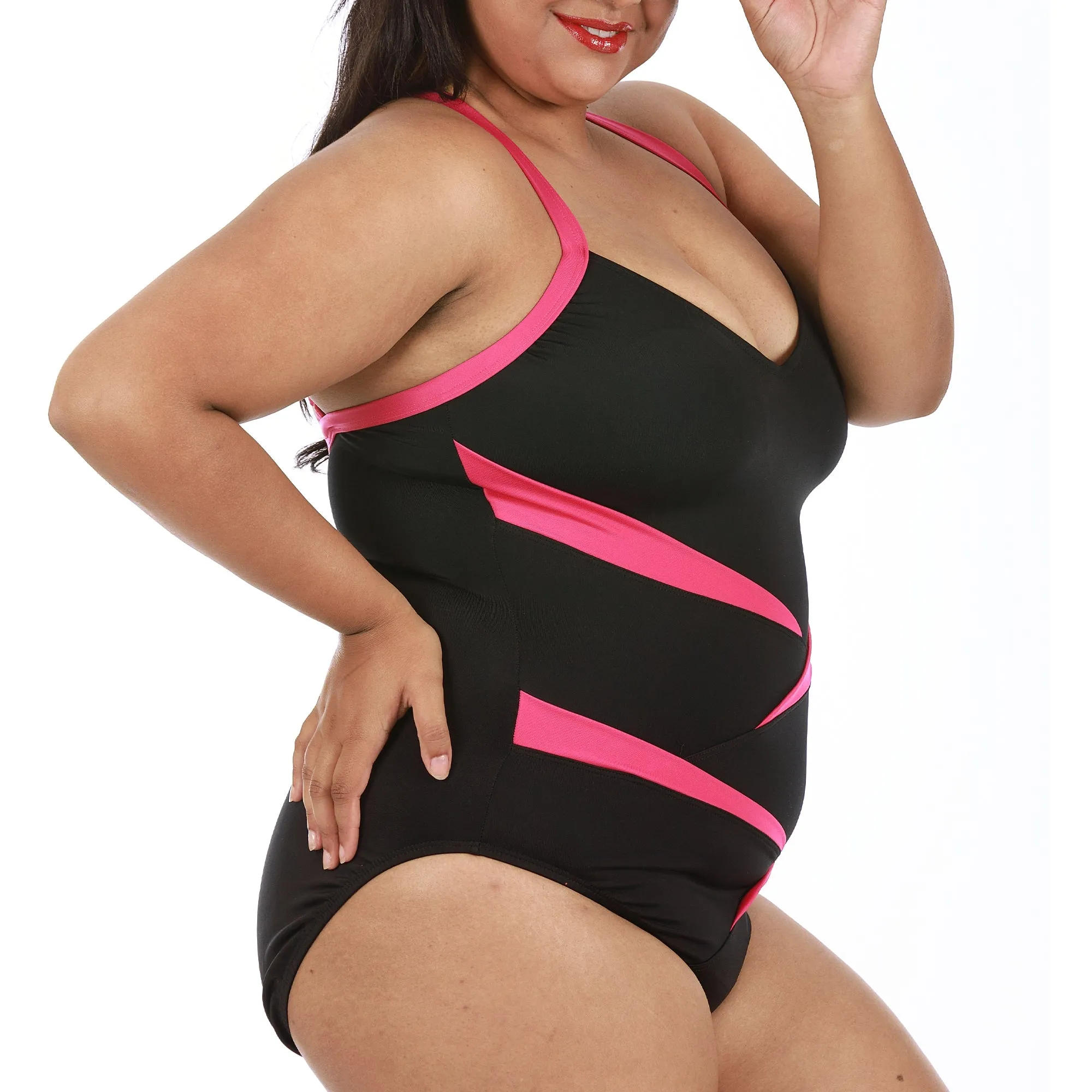 InstantFigure Plus Size Two-Tone One Piece Swimsuit 13306PC