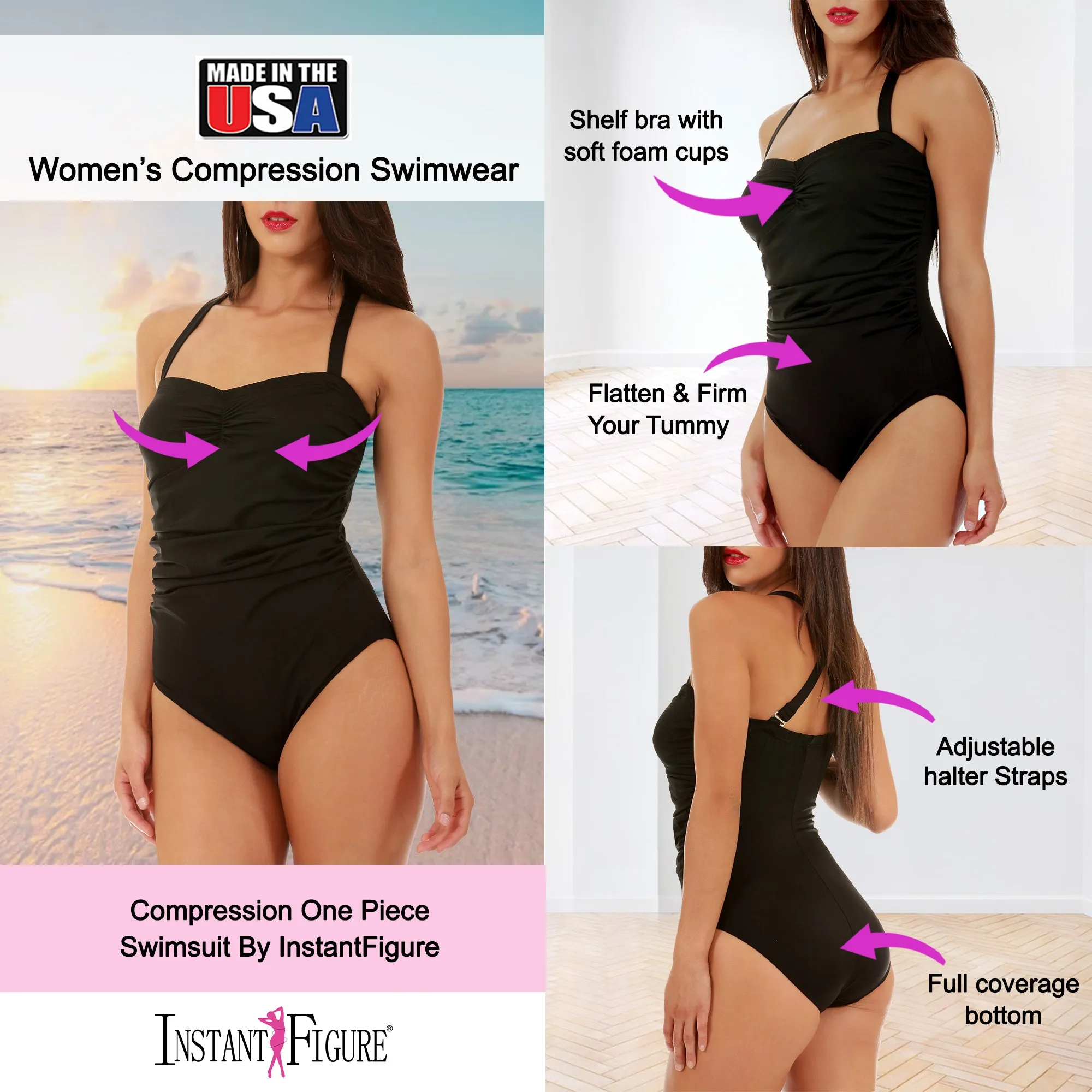 InstantFigure Swimsuit Halter Strap One Piece 13593P