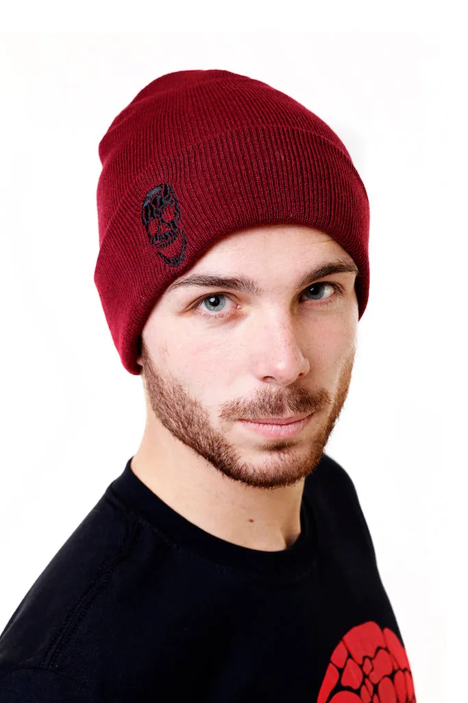 Knitted Turn-Up Beanie Burgundy