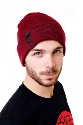 Knitted Turn-Up Beanie Burgundy