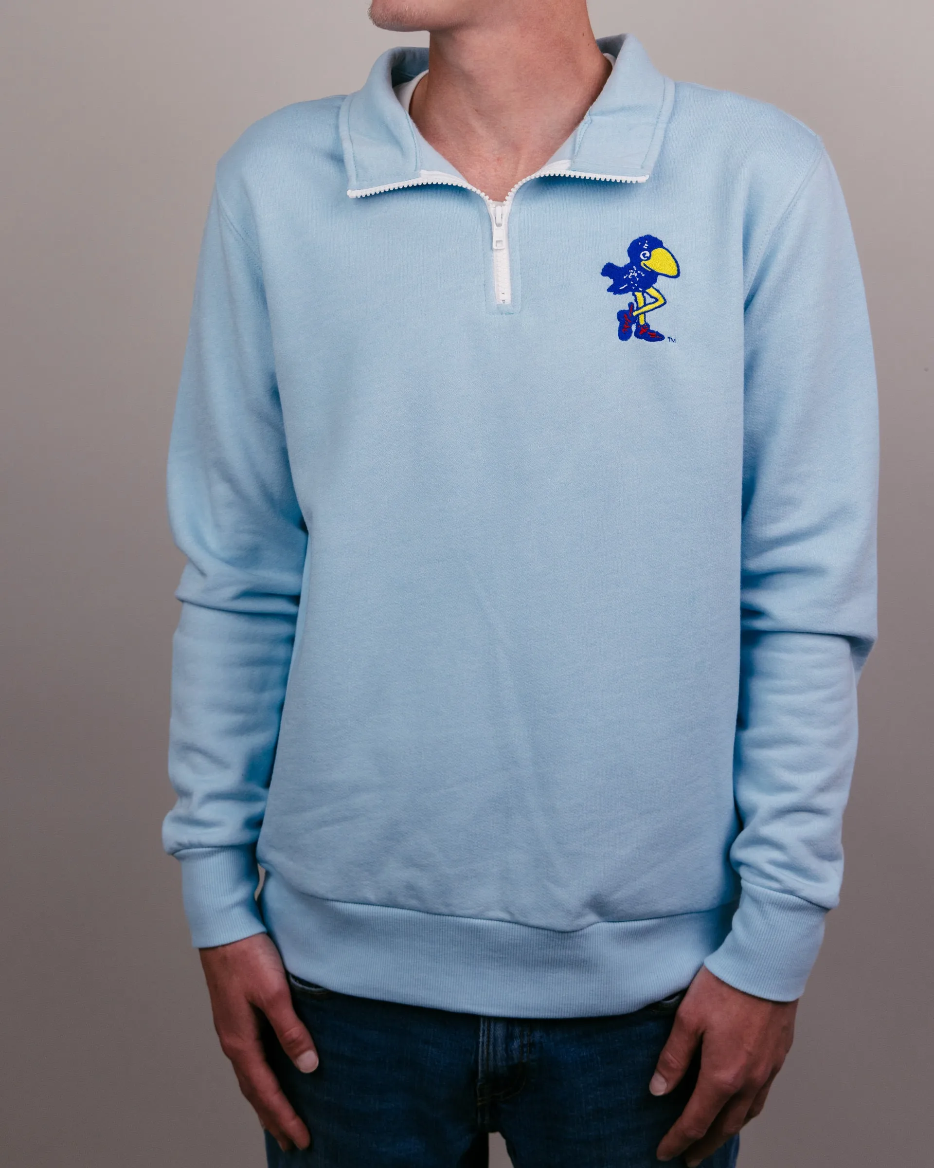 KU Leggy Jay Quarter Zip Pullover