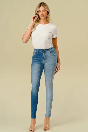 LO-211 HIGH WAISTED STRETCHY SKINNY TWO-TONE JEANS