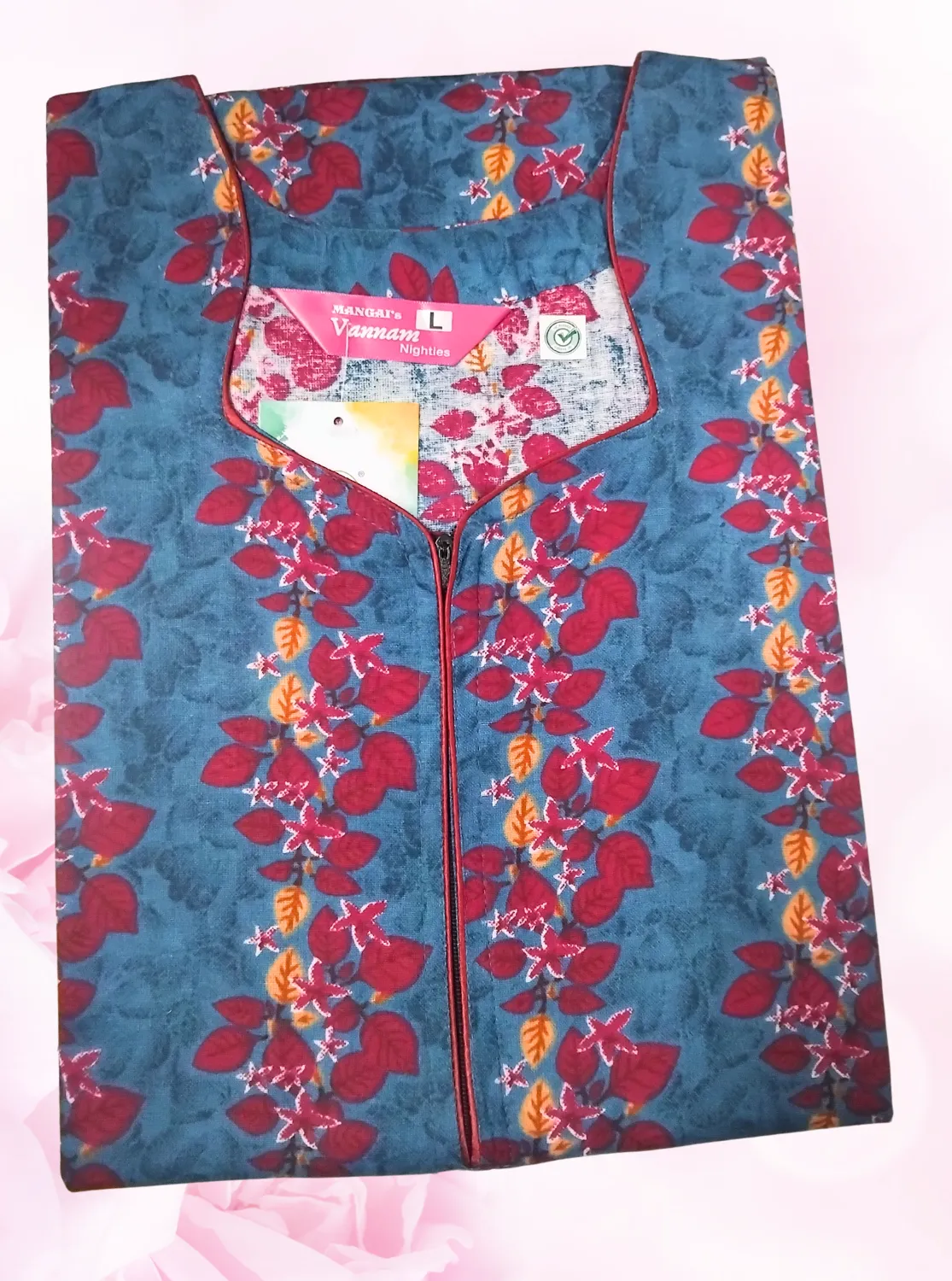 MANGAI New Regular Fit Cotton Printed  Nighties - All Over Printed Stylish Nightwear for Stylish Women | Side Cut Pocket | Beautiful Nighties for Stylish Women's (VNM)