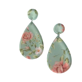 Minty flowers pattern - earrings