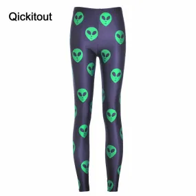 New Crazy Sale woman leggings Fashion polainas extraterrestrial Digital Print Slim Black Pencil Pants Fitness legging Free ship