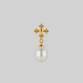 OPHELIA. Medieval Cross Stud Earring - Gold