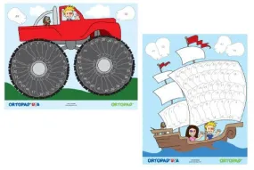 ORTOPAD BOYS EYE PATCHING REWARD POSTERS: 1 PIRATE SHIP POSTER, 1 MONSTER TRUCK POSTER