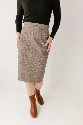 'Pippa' Pencil Skirt in Grey Plaid FINAL SALE