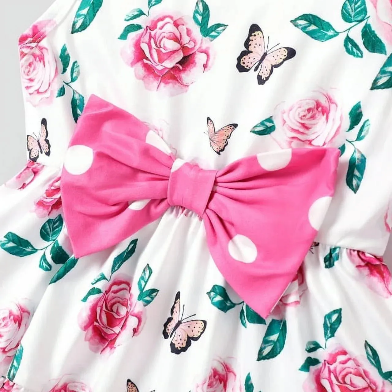 PP-Toddler Girls Clothes Baby Girls Outfits 2 Piece Floral Bowknot Ruffled Sleeveless Tee PP212