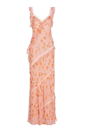 Radiance Chiffon Flutter Sleeve Maxi Dress - PERSIAN ORANGE