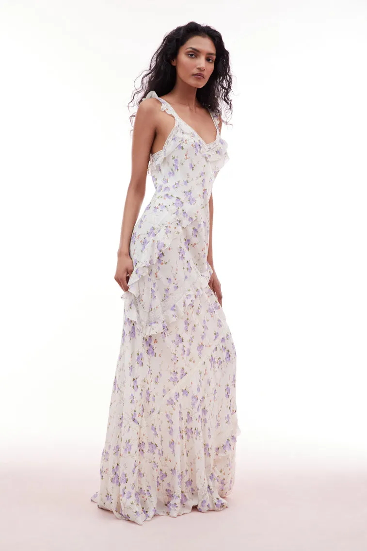 Radiance Chiffon Flutter Sleeve Maxi Dress