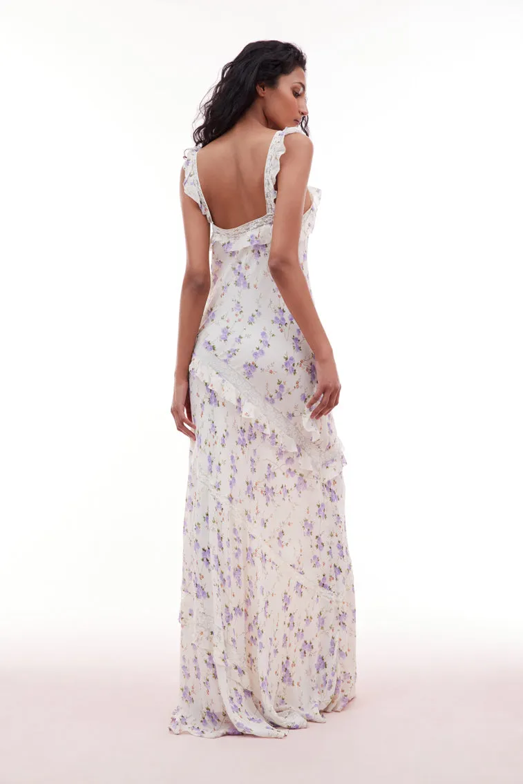 Radiance Chiffon Flutter Sleeve Maxi Dress