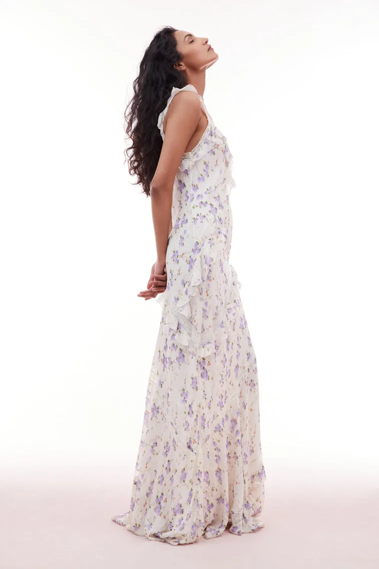 Radiance Chiffon Flutter Sleeve Maxi Dress