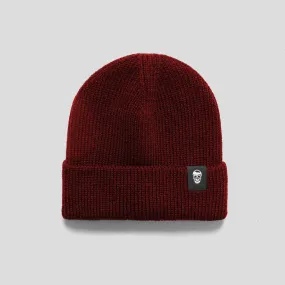 Ribbed Knit Skull Beanie - Maroon