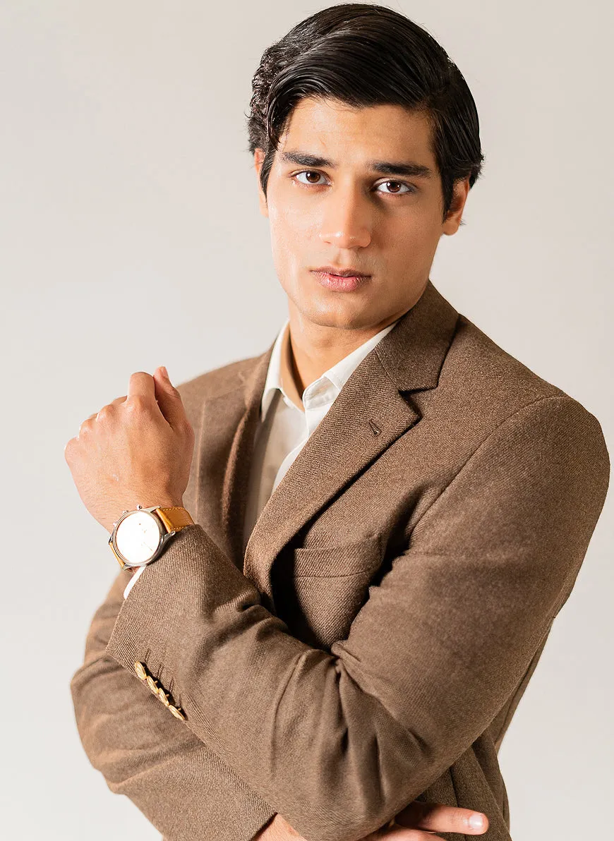 Self Textured Camel, Worsted Tweed, Wool Rich, Classic Blazer