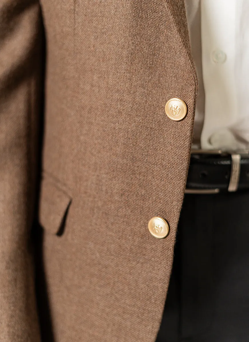 Self Textured Camel, Worsted Tweed, Wool Rich, Classic Blazer