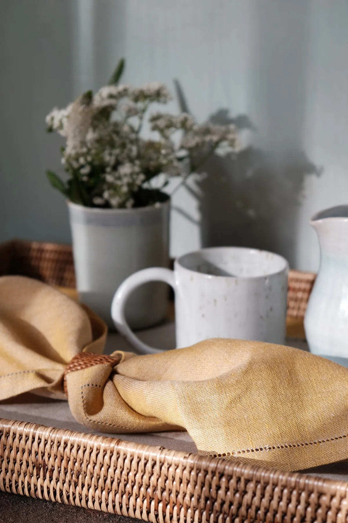 SET OF TWO JACQUARD LINEN NAPKINS