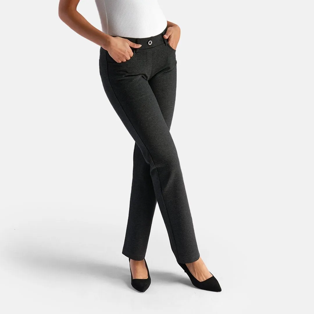 Straight-Leg | 7-Pocket Dress Pant Yoga Pants (Charcoal)